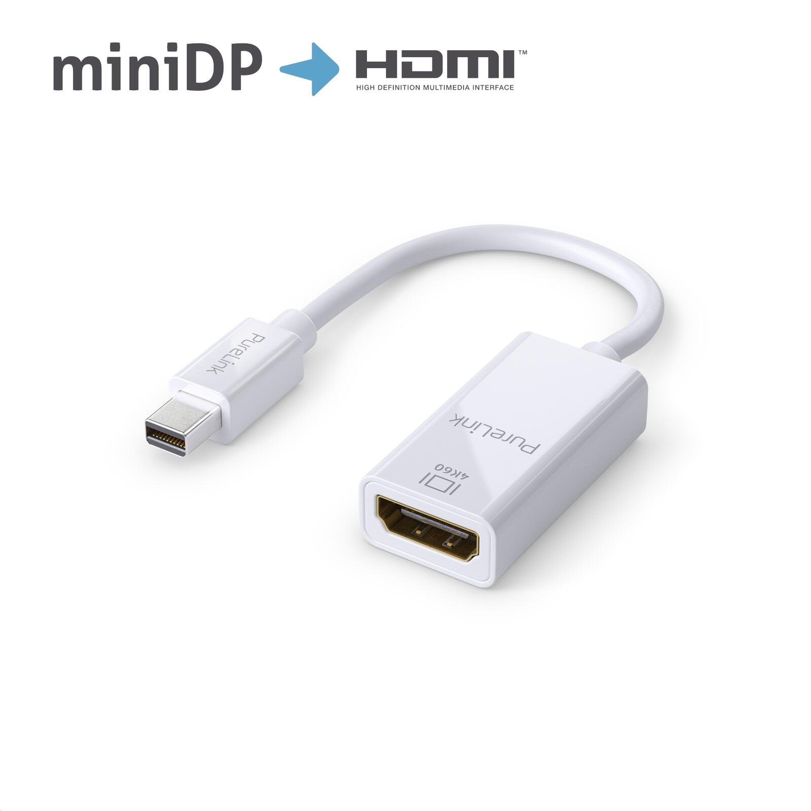 PureLink Mini DisplayPort auf HDMI Adapter - 4K60 - iSerie - weiß - 0,10m IS140