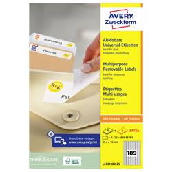 Avery-Zweckform L4731REV-25 Universal-Etiketten 25.4 x 10 mm Papier Weiß 5760 St. Wiederablösbar Tintenstrahldrucker, Laserdrucker, Farblaserdrucker, Kopierer,