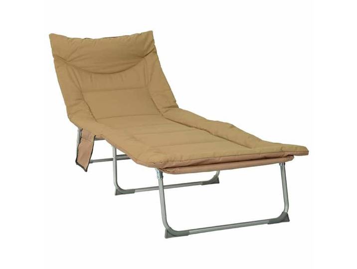 NEUF Bain de Soleil - Transat pliant - avec coussin - Beige - 191 x 65 x 37 cm 142469