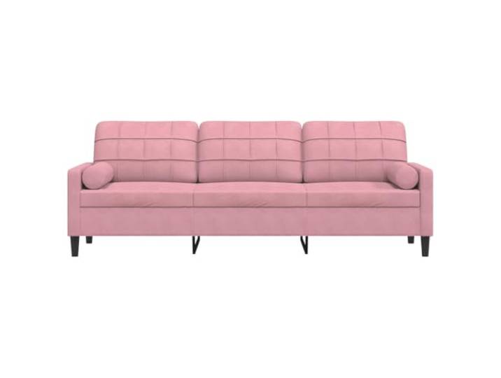 KTHLBRH 3-Sitzer-Sofa, Rosa, 210 cm, aus Samt Gestell aus Metall, tiefe Sitzfläche 50 cm, 2 dekorative Kissen inklusive, einfach zu montieren