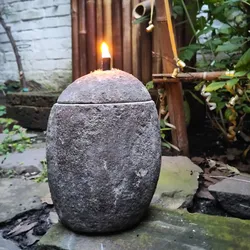 BambusBASIS Öllampe aus Stein, S: ⌀ 16 cm, H: 23 cm