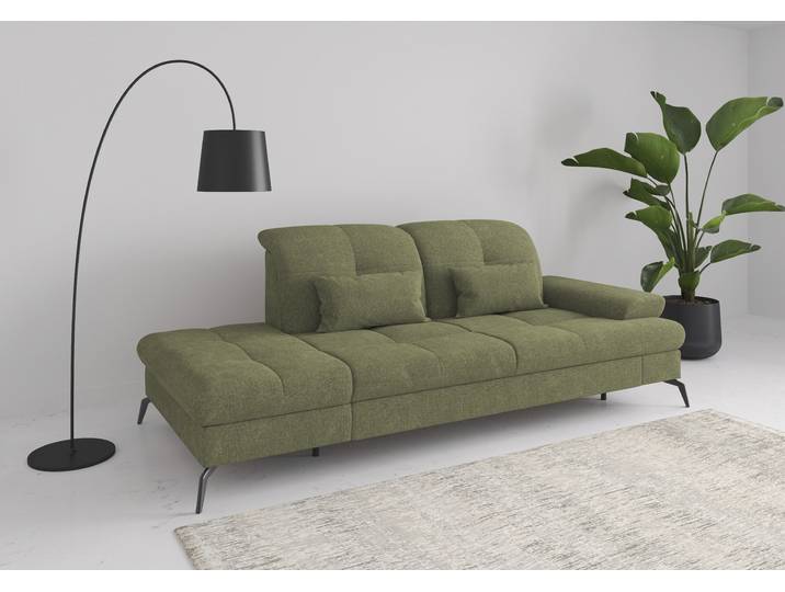 Recamiere, Polyester, Hellgrün, 231×122 cm, Mit Sitztiefen- & Armlehnenverstellung, sit&more