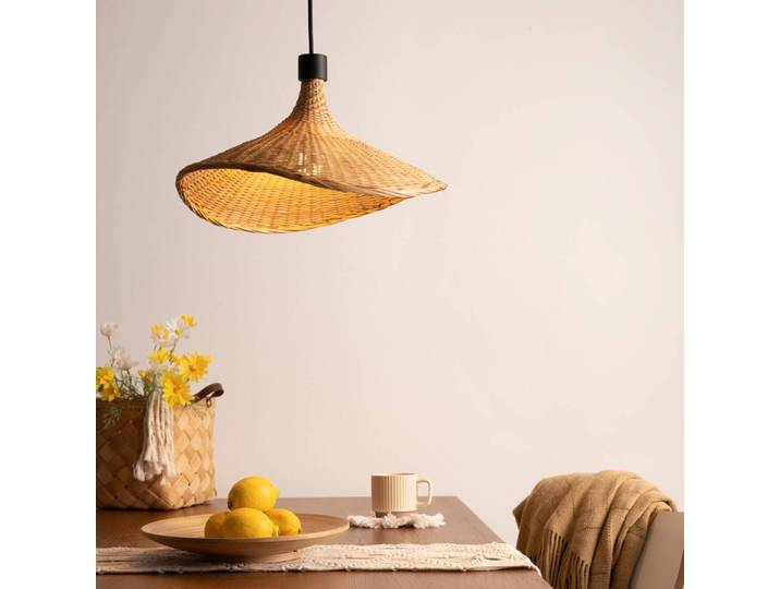 Hanglamp Boho Soul, dimbaar, hout licht, Woon-/ Eetkamer, Bamboe, Scandinavisch, hanglamp