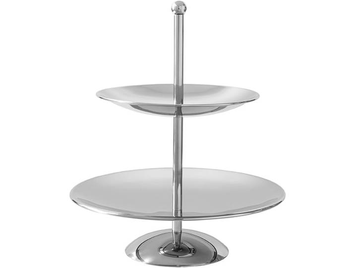 Etagere FINK Samuel , silber (silberfarben), H:23cm Ø:21cm, Edelstahl, Servierplatten, Etagere, runde 2er Etagere