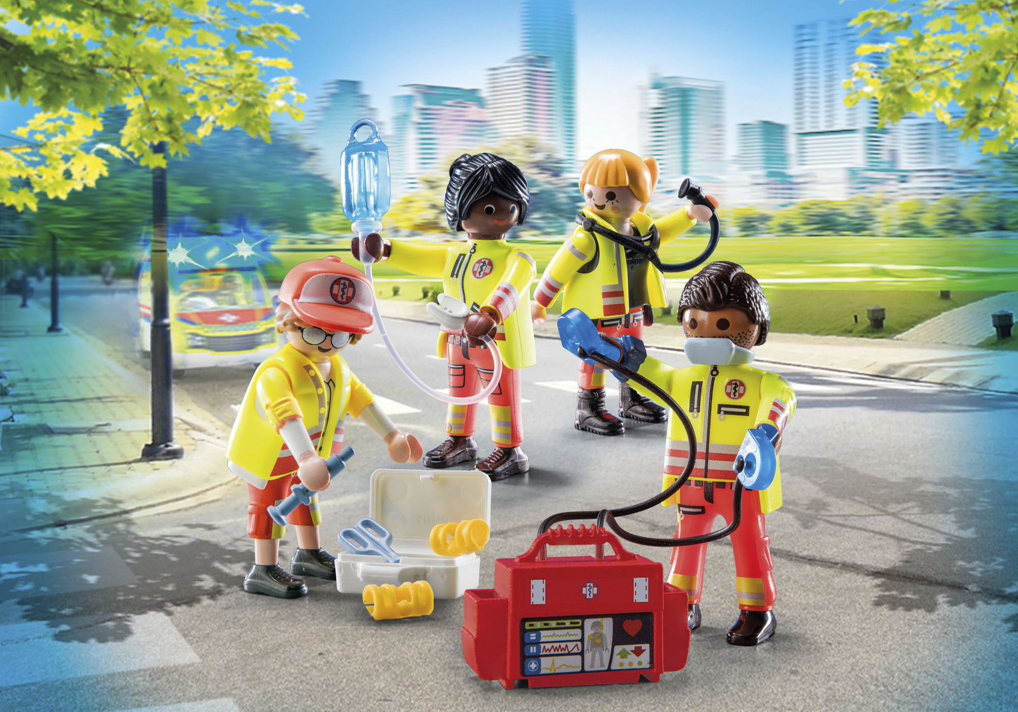 Konstruktions-Spielset PLAYMOBIL "Rettungsteam (71244), My City Life", bunt, Spielbausteine, Kinder, Kunststoff, Konstruktions-Spielset, Made in Europe