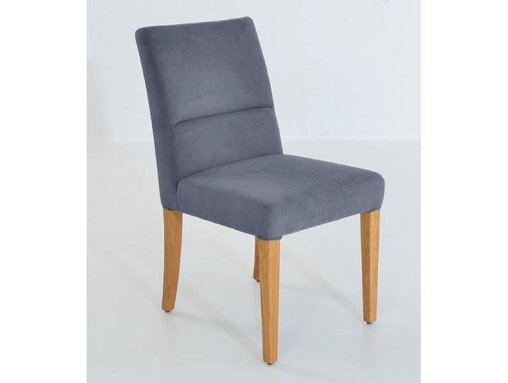4-Fußstuhl, Massivholz Wildeiche, Blau, 49×66 cm, Gepolstert, Modern, K+W