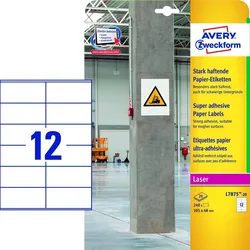 Avery Zweckform Papier-Etiketten stark haftend 105x48mm VE=20 Bogen/240 Etiketten weiß