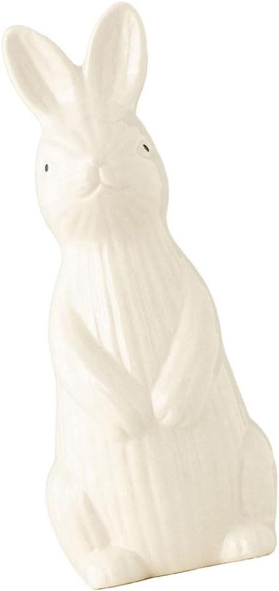 Wit Keramisch Konijnen Beeldje - Handgevormd Dieren Ornament voor Bureau Decoratie - H 181 x B 71 cm