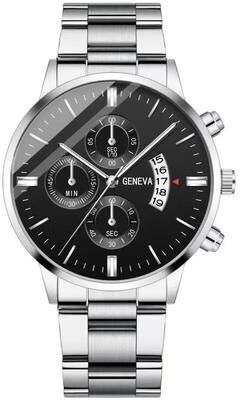 Uplifted Finds New Fashion Men's Sports Luxury Calendar Quartz Wristwatch Business Stainless Steel Casual Watch silver black