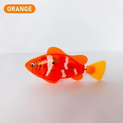 Inspired Living Interactive LED Robot Fish Cat Toy Motion Activated Cat Hunting Toy For Indoor Cats orange2