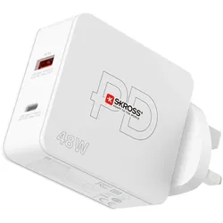 Skross USB Netzteil Multipower Combo+, UK 48 W, 5 V 9 V (48 W, 2 Ports), USB Ladegerät, Weiss