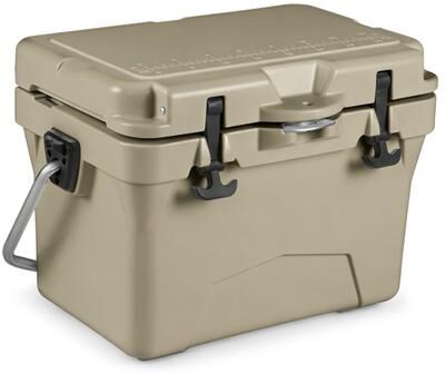Costway 20 Quart Portable Hard Cooler with Built-in Ruler and Bottle-Khaki