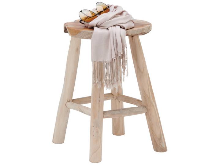 Landscape Hocker, Teakfarben, Holz, Teakholz, vollmassiv, rund, 30x45x30 cm, Wohnzimmer, Sessel, Hocker, Sitzhocker