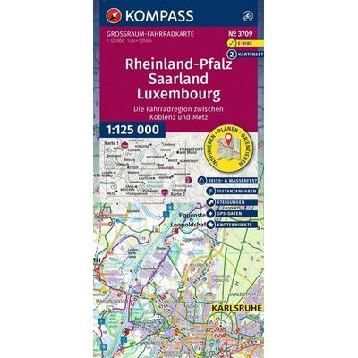 KOMPASS Großraum Fahrradkarte 3709 Rheinland-Pfalz, Saarland, Luxembourg mit Knotenpunkten 1:125.000, Sonstige von , KOMPASS Freytag & Berndt,