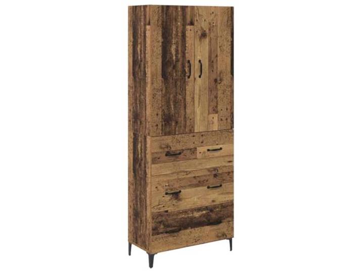 GHVBNMF Highboard Wandmontiert Altholz-Optik 69,5x34x180 cm Platzsparender Wand-Schrank in Holz-Optik mit Schublade und Tür für Wohnzimmer und Schlafzimmer.
