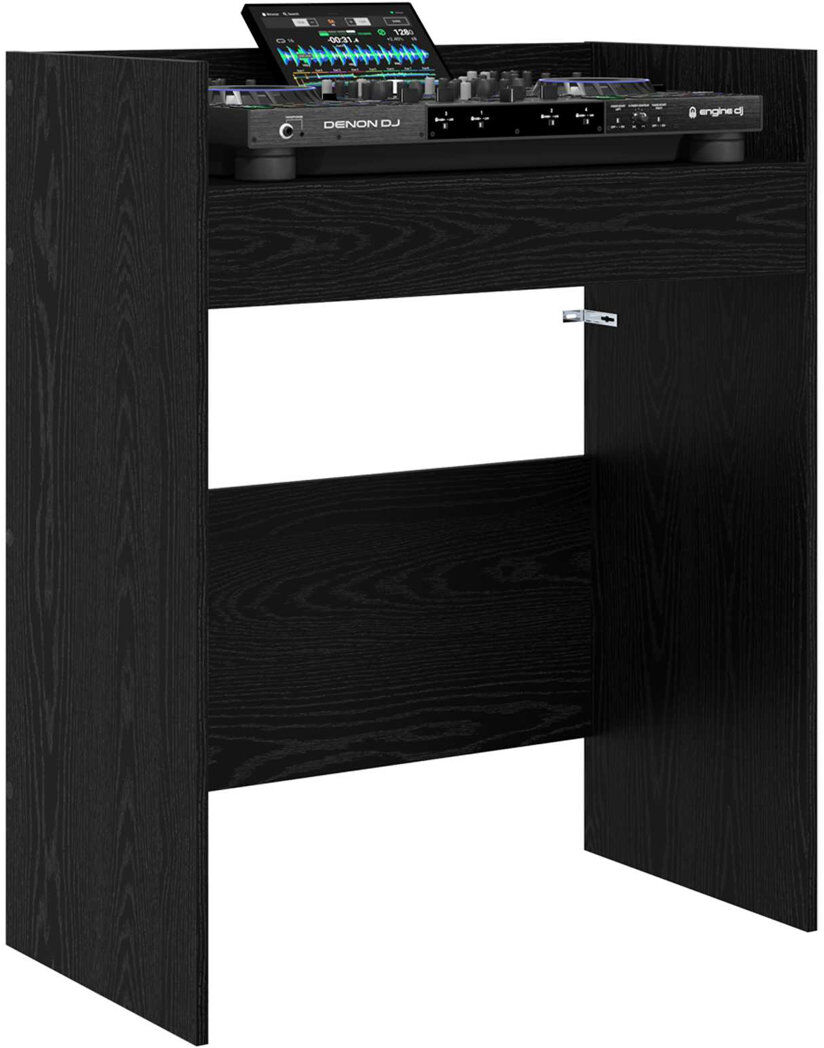 Brayden Studio DJ Table Engineered Wood Modern Audio Table Music Workspace DJ Setup Home Black Oak 102cm H x 62cm W x 45cm D
