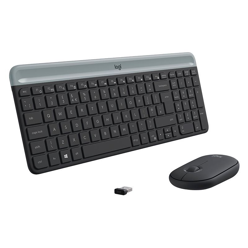 Logitech MK470 Slim Wireless Keyboard and Mouse Combo, USB, CH Layout, grau