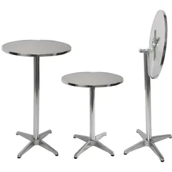 10er-Set Alu-Stehtisch, Bistrotisch, höhenverstellbar 70/110cm Ø=60cm ~ klappbar, Fuß mit Betoneinguss