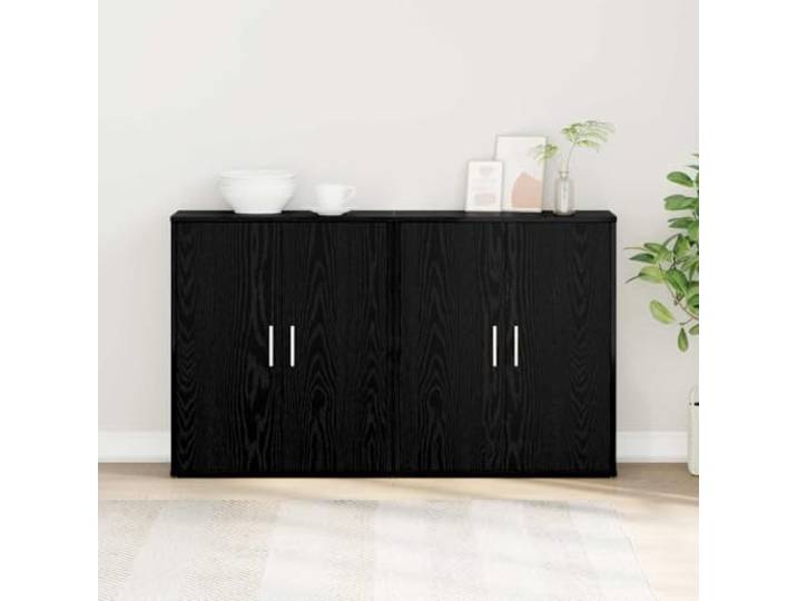 RJPLMFV Anrichte, 2 Stück, Eiche, Schwarz, 60 x 31 x 70 cm, Holz 90° Scharniertüren, Lagerregale, minimalistisches Design, für Wohnzimmer oder Büro