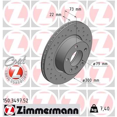 ZIMMERMANN Bremsscheibe SPORT COAT Z 150349752 Vorderachse Gelocht 300mm 22mm für BMW