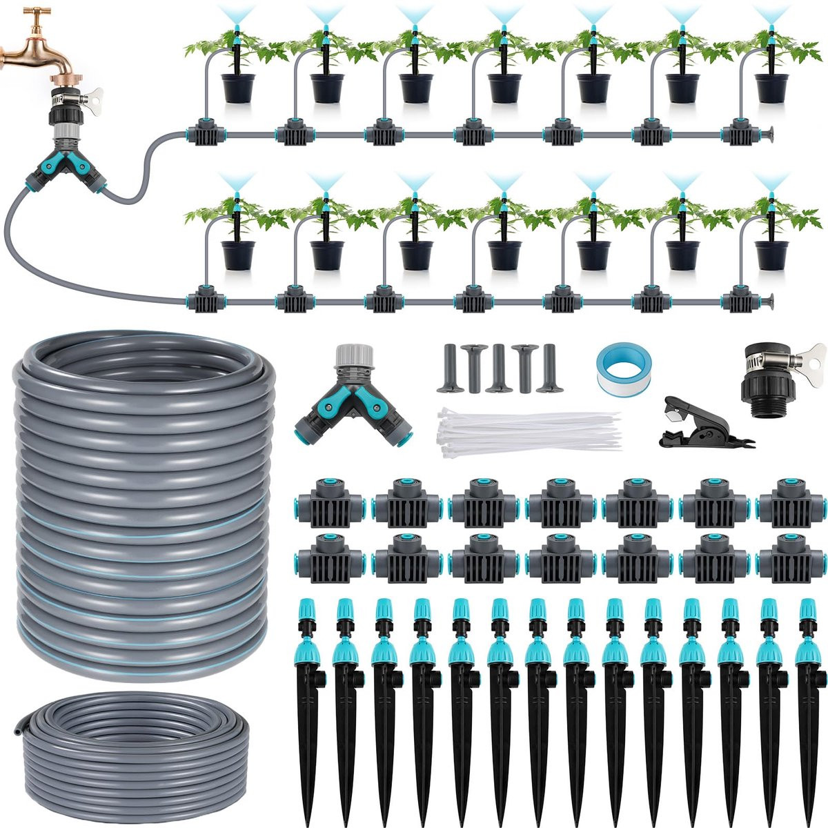 30M Automatische Druppelirrigatieset voor Tuin, Kas en Planten