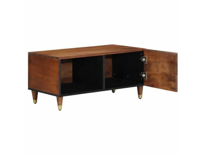 Couchtisch Honig Bronze 80x50x40cm Holz aus Mango Massives Mangoholz, Messingknöpfe, konische Beine, versteckte Aufbewahrung, handbemalte Vorderseite, mattes Finish