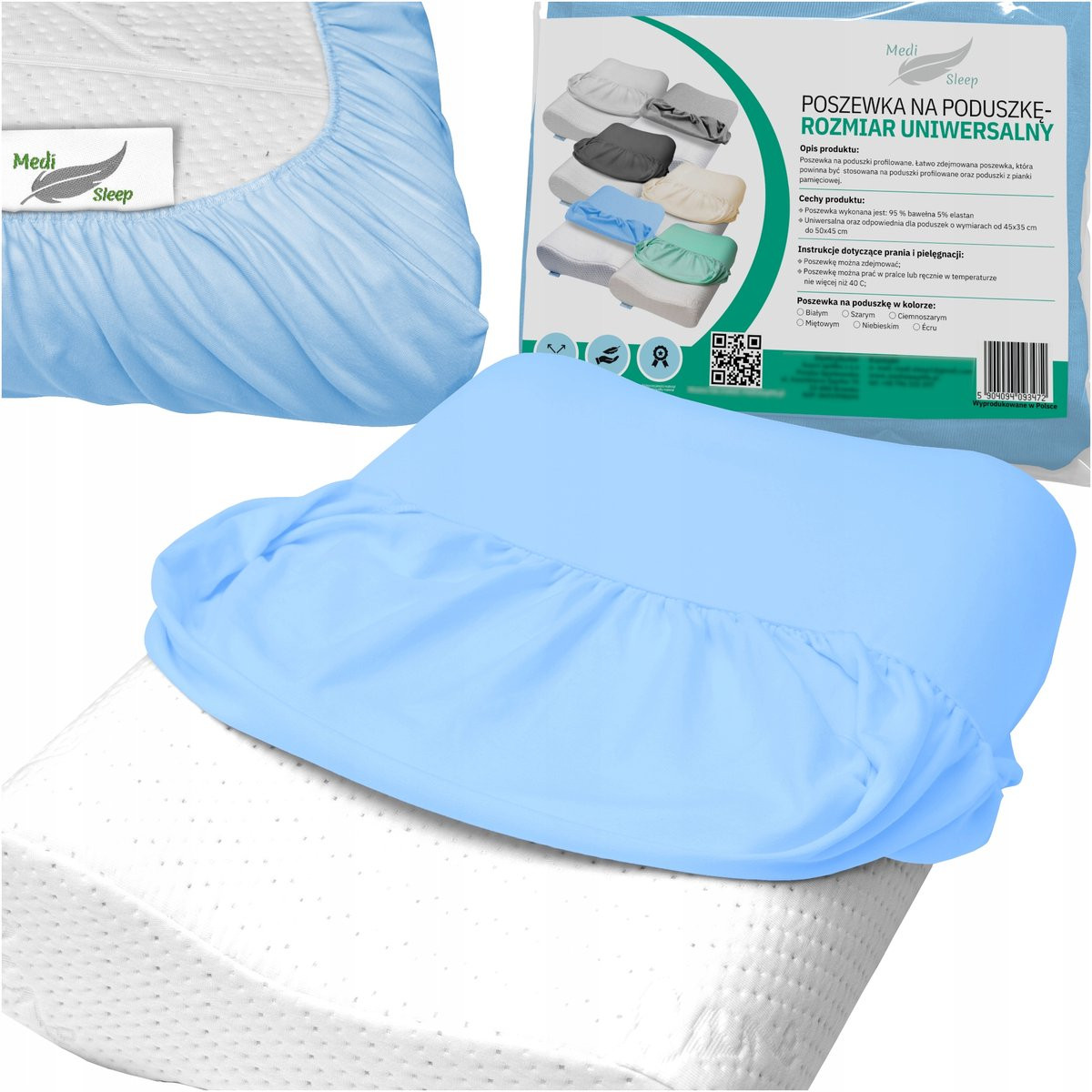 Sleep Med Orthopedisch kussenhoes voor volwassenen - Blauw - Universeel - Ademend