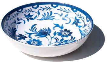 "Abode Homewares Medallion Flower Melamine Serving Bowl - Blue - 11.9"""