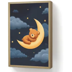 WANDLEUCHTE MIT AKKU Teddybär - Mond - Wolken - Sterne Beleuchtung 40x60 cm Wandlampe
