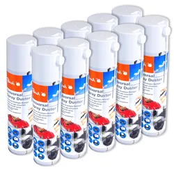 Peach Universal Druckgas Spray 400 ml, 10 Stück | Präzise, dank Sprühkopfverlängerung | ideal für die Reinigung im Haushalt und Büro | Druckluftreiniger | Fckw-frei | Druckluft Spray | PA100