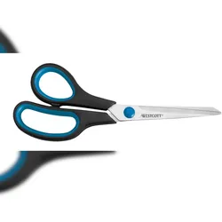Westcott Easy Grip Schere 21,0cm, blau-schwarzer Kunststoffgriff, rostfreie Klinge, für Linkshänder