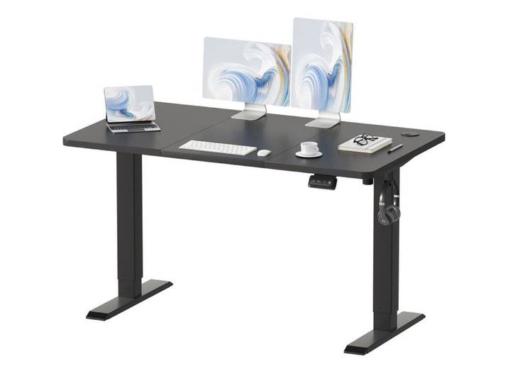 Homall Bureau Assis Debout Électrique 120x60cm Noir - 71-119cm 2 Mémoires Ergonomique Crochet & Passe-câbles