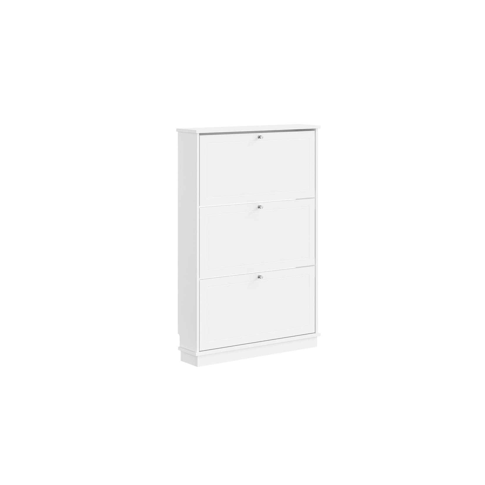 SoBuy Schuhschrank 3 Türen Weiß 76x18x113cm Modern