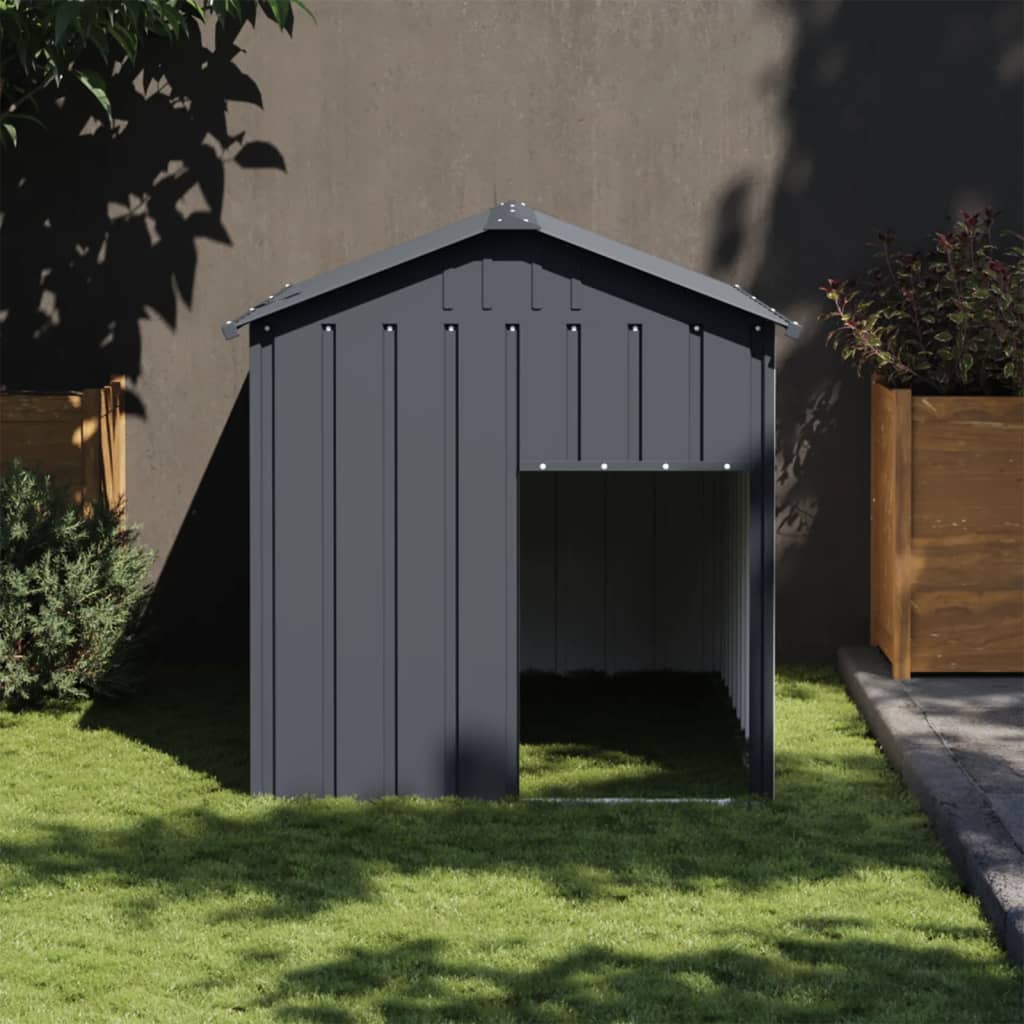 vidaXL Caseta perros con tejado acero galvanizado gris 117x153x123 cm Antracita