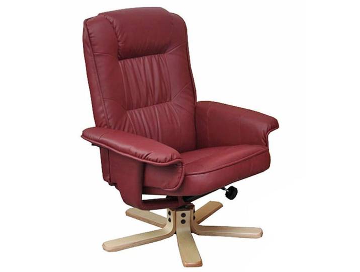 Fauteuil de télé M56 fauteuil de relaxation sans tabouret similicuir ~ bordeaux