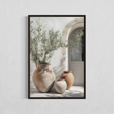 Inspire Select Minimalist Olive Tree Canvas Wall Art Mediterranean Still Life Poster For Natural Home Decor tl1544 19.69 27.56 In