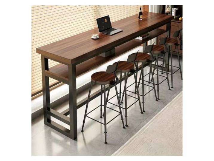 ZCXMNL Schmaler Bartisch, Doppelschichtig, Hohe Kneipenhöhe, Küche, Esszimmer, Industrielle Frühstückstheke, Couch for Zuhause(Brown,L180xW30xH105cm)