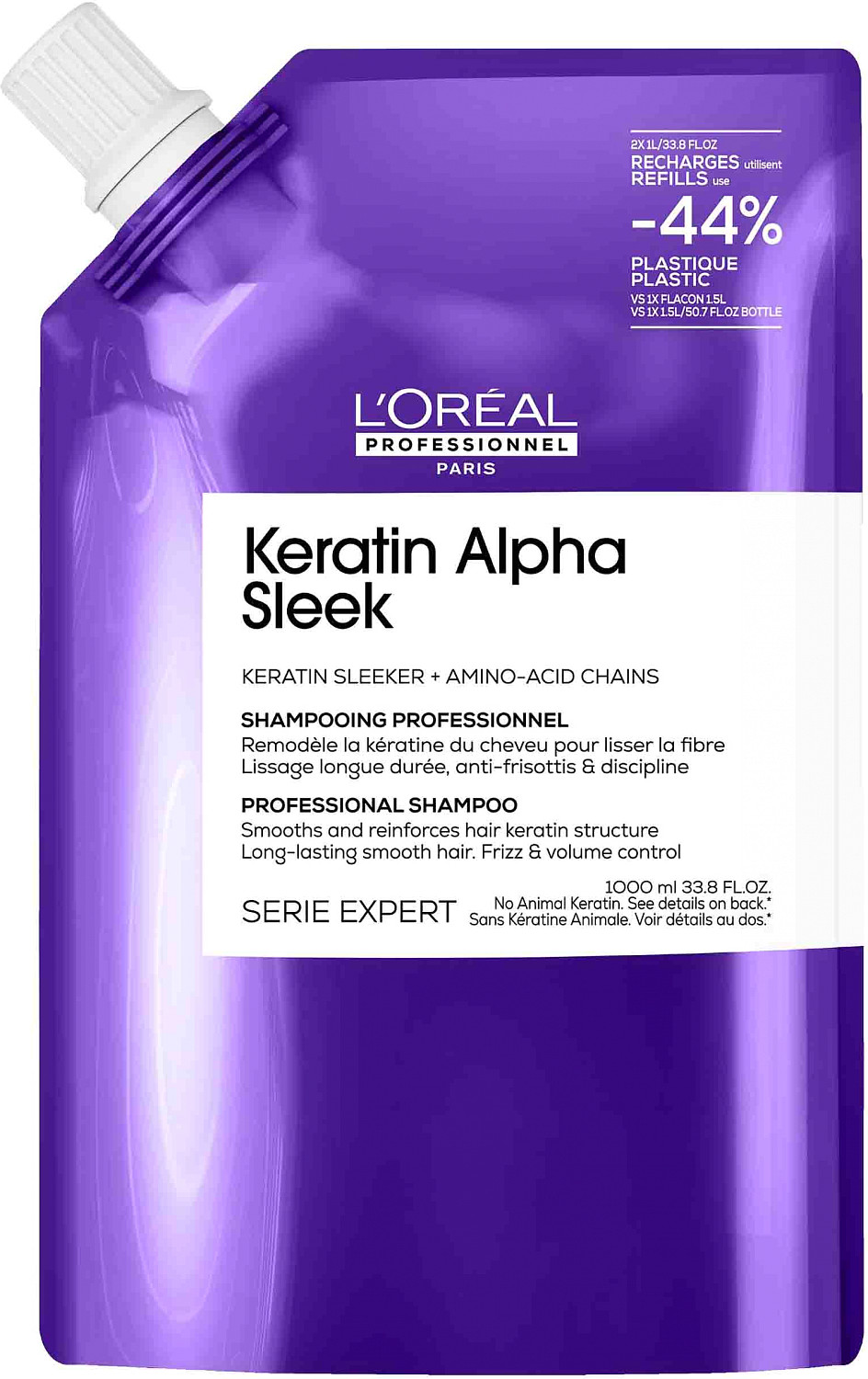 Loreal Keratin Alpha Sleek Shampoo Refill 1000 ml E45635