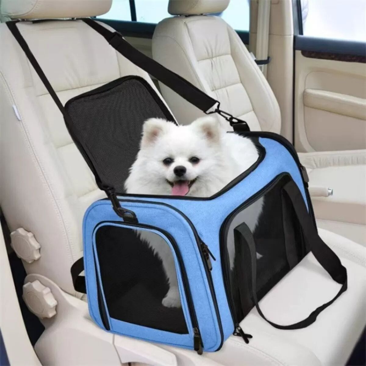 INF Großer 3-in-1 Haustier-Träger-Rucksack 45x30x30cm — Atmungsaktives Polyester, Mehrfachöffnungen, wandelbar Blau