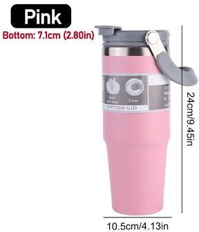 ModernMart 30oz Vacuum Insulated Cup Double Layer Stainless Steel Water Bottle For Hot & Cold Drinks pink