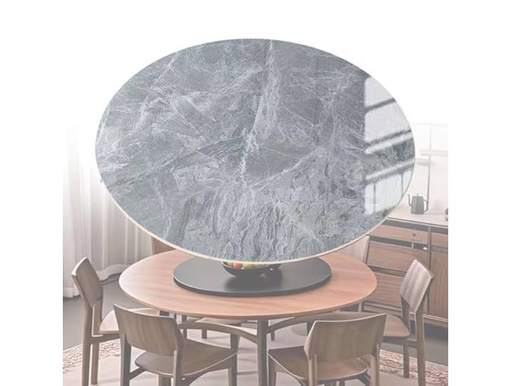 BiSaXieTa Schiefer Drehplatte, Runder Lazy Susan Serviertablett, 360° Drehbar Tisch Drehteller Ø 60 cm, Organizer Teller Karussell for Küche Essen Parteien Hochzeit(Glossy Gray White,28 /70cm)