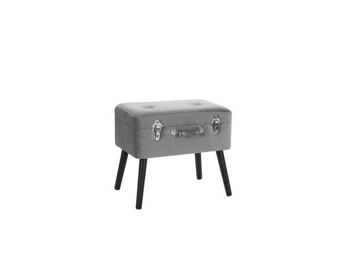 Tabouret avec coffre en velours gris MALLARD