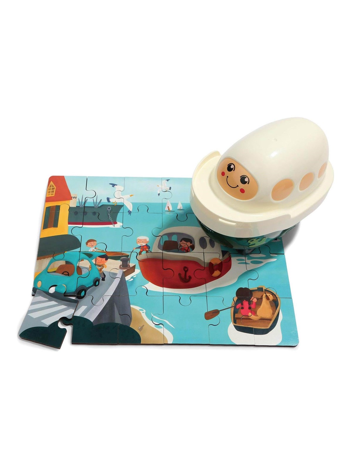 TOPBRIGHT Wooden Jigsaw Puzzle Harbor with Steamer 24st. Holz
