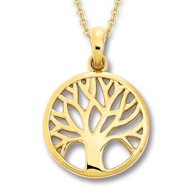 Kette mit Anhänger ONE ELEMENT "Lebensbaum Anhänger aus 333 Gelbgold", gold, Halsketten, Damen, Gelbgold 333 Gold, Gelbgold 333, Gold, Symbolische Note – harmonisch gestaltet mit Liebe zum Detail