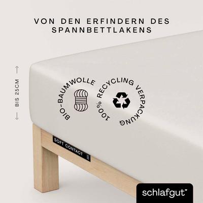 Spannbettlaken SCHLAFGUT "Soft Contact", beige (sand light), L:200cm, Feinbiber, Obermaterial: 100% Baumwolle, Bettlaken, Spannbettlaken, 100% Bio Baumwolle