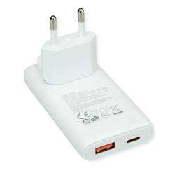 VALUE USB Charger mit Euro-/US-Stecker, 2 Ports Typ A+C, 65W 19.99.1112