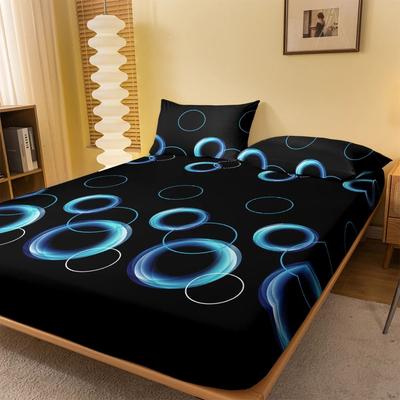 Uplift Essentials Simple Modern Printed Matte Fitted Sheet Circular Geometry Pattern Bedding Cover 60.24 79.92