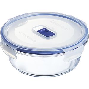 Luminarc Mikrowellengeschirr Pure Box Active transparent, Glas, Dose rund, mit Dampfventil, auslaufsicher, 0,92 Liter