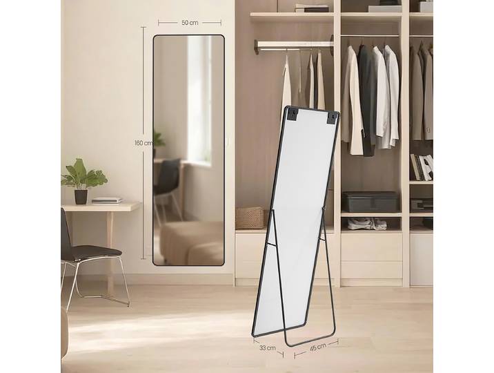Miroir sur pied Nanyun - Rectangulaire 50 x 160cm Noir/Noir Cadre : aluminium thermopoudré 50 x 160cm