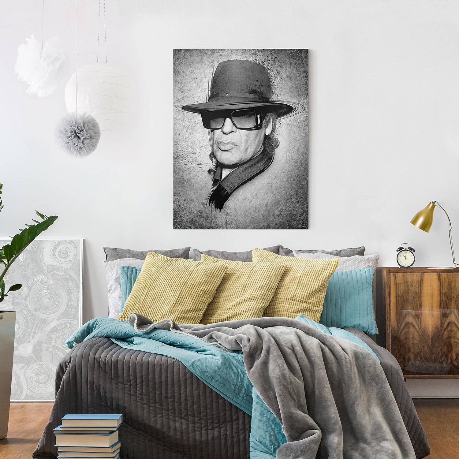home24 Udo Lindenberg Canvas Wanddecoratie Wit/Zwart B: 60 cm, H: 80 cm